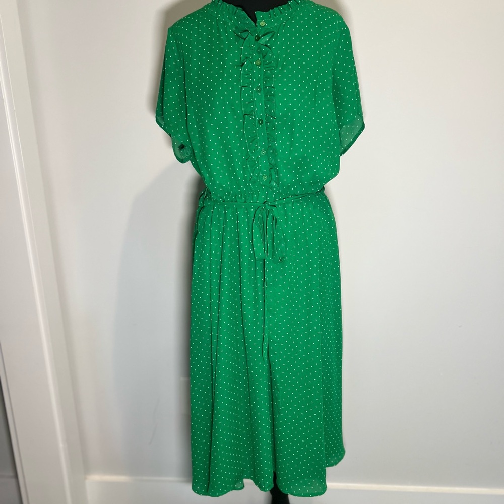 Modcloth Green Midi Dress with White Dots